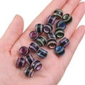 Perline a barilotto in acrilico nero con strisce colorate per gioielli fai-da-te e catene - Foro Grande Striscia Colorata Nera (Foro 6mm)