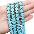 Sky blue synthetic turquoise star shaped beads with natural brown mesh texture - Star Shape (12x11mm) / 1 Strand (Approx. 39 Pcs)