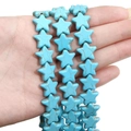 Sky blue star shaped turquoise stone beads with natural brown matrix for DIY jewelry - Large Star (15mm)