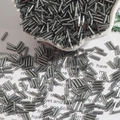 Silver tubular glass bugle beads for DIY jewelry making and garment embroidery - Approx. 2mm Diameter x 7mm Length (450g/Pack) / Dark Gray