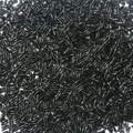 Glänzende schwarze Glasstifte für handgefertigten DIY-Schmuck und Bekleidungszubehör - 2x6mm, Lochdurchmesser ca. 0,8 mm, 10 g/Packung (ca. 300 Stück) / Schwarz