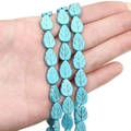 Leaf shaped turquoise beads with gold veins for DIY jewelry making and crafts - Leaf (9x13mm)