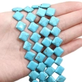 Square synthetic turquoise spacer beads in light blue with natural brown veins - Rhombus (13x12mm)