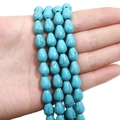 Blue synthetic turquoise teardrop beads with brown vein texture for DIY jewelry - Round Water Drop (8x11mm)