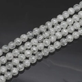 Polierte weiße transluzente Crackle-Glasperlen für DIY-Schmuckherstellung und Armbänder - 4mm ca. 100 Stk./Strang / Weiß