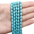 Strands of sky blue turquoise barrel beads with natural dark veins for DIY jewelry - Oval Bead (5x8mm)