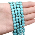 Flat disc blue turquoise beads with brown matrix for DIY jewelry making - Flat Round Bead (8mm)