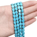 Flat round synthetic turquoise beads with brown matrix pattern for DIY jewelry - Small Oval Bead (7x9mm)