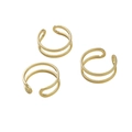 Set de 3 pendientes de clip minimalistas de doble capa bañados en oro de 14 quilates - 18mm Altura Aprox 7mm Oro 14K Lleno