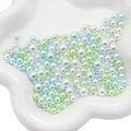 Mixed white, blue, and green ABS craft pearls in various sizes for DIY projects - 3-8mm / Teal and Navy Mix