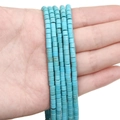 Sky blue synthetic turquoise cylinder spacer beads with natural brown mineral texture - Small Round Bead (4x3mm)