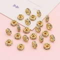 Perline distanziatrici rondelle dorate con cristalli bianchi per braccialetti fai da te - Anello con diamante / 20 pezzi/confezione (Diametro 6mm) / Oro Zircone Bianco