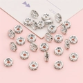 Perle distanziatrici rondelle argentate con strass per la creazione di gioielli - Anello con diamante / 20 pezzi/confezione (Diametro 6mm) / Argento Strass Bianco