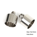 Detailed view of 10x13mm stainless steel cord end caps for jewelry making with 9mm hole - 9mm (10x13mm)