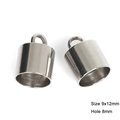 Polished stainless steel tassel caps with 8mm hole for DIY jewelry making - 8mm (9x12mm)