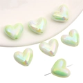 Iridescent aurora heart acrylic beads with hole for handmade DIY jewelry and necklace - Heart / 17x15mm (5 Pieces/Pack) / Green