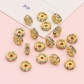 Distanziatori dorati con cristalli bianchi per la creazione fai-da-te di gioielli e bracciali - Anello con diamante / 20 pezzi/confezione (Diametro 8mm) / Oro Zircone Bianco