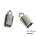 Detailed macro of 4.5x8mm stainless steel end caps with 3mm hole for DIY jewelry - 3mm (4.5x8mm)