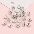Distanziatori a rondella argentati con cristalli bianchi per la creazione di gioielli - Anello con diamante / 20 pezzi/confezione (Diametro 8mm) / Argento Strass Bianco