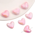 Charming iridescent pink heart acrylic beads for DIY jewelry and phone chain making - Heart / 17x15mm (5 Pieces/Pack) / Pink