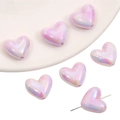 Iridescent pink acrylic heart beads with center holes for DIY necklace making - Heart / 17x15mm (5 Pieces/Pack) / Purple