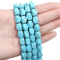 Faceted irregular turquoise beads with brown marble texture for DIY jewelry making - Faceted Rectangle (8x11mm)