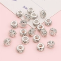 Distanziatori argentati scintillanti con cristalli bianchi per la creazione di gioielli - Distanziatore a barile con strass / 5 pezzi/confezione (Diametro 8mm) / Argento Strass Bianco