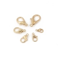 Set of six gold alloy lobster clasps in various sizes for DIY jewelry necklace making - KC Gold