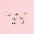 Distanziatori argentati con cristalli bianchi per la creazione di gioielli DIY - Anello con diamante / 20 pezzi/confezione (Diametro 4mm) / Argento Strass Bianco