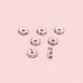 Perline distanziatrici argentate con cristalli AB colorati per creazione gioielli - Anello con diamante / 20 pezzi/confezione (Diametro 6mm) / Strass Cristallo AB Argento