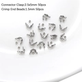 DIY jewelry kit with 2.5x5mm silver clasps and 1.5mm crimp beads for necklace making - Bead Tips 2.5x5mm Crimp Beads 1.5mm / 100 Pieces/Pack (50 Each) / Silver