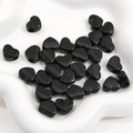 Polierte schwarze herzförmige Acrylperlen mit großen Löchern für DIY-Schmuckherstellung - 14x12mm (Loch ca. 4mm, 30 Stück/Packung) / Schwarz