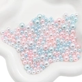 Assorted size macaron blue pink and white ABS imitation pearls for DIY crafts - 3-8mm / Crystal Love Mix