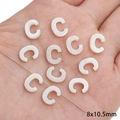 White freshwater shell letter C beads for DIY jewelry 8x10.5mm on palm view - Letter C / Original Color (2 Pieces/Pack)