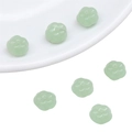 Pale green glass faux jade flower beads for DIY jewelry making and bracelet weaving - Approx. 1mm / Flat Pumpkin Shape / 10Pcs/Pack / Light Green