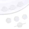 DIY jewelry making accessory: set of 7 white resin carved flower beads with central hole - Approx. 1mm / Plum Blossom / 10Pcs/Pack / White