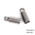 3x8mm stainless steel cylinder cord end cap with loop for DIY jewelry making - 2mm (3x8mm)