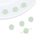Flat round light green jade-like beads with carved patterns for DIY jewelry making - Approx. 0.5mm / Coin Pattern / 10Pcs/Pack / Light Green