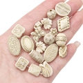 Ivory acrylic DIY beads with gold trim in various shapes for jewelry making - Gold Traced Mixed Style / 20g/Pack (Approx. 15-30 Pcs) / White