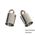 Silver stainless steel end cap for jewelry DIY with 5mm hole size and 5.5x10mm dimensions - 5mm (5.5x10mm)