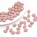Roze acryl koffieboon kralen met gouden lijnen voor DIY sieraden en telefoonkettingen - 8x10mm (1mm Gat) / Roze