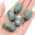 Oval acrylic marble beads in grey-green and white for DIY jewelry making and crafts - Oval Marble Pattern Bead / 5 Pieces/Pack (18x29mm) / Grey Green