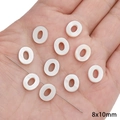 White oval 8x10mm freshwater shell letter beads for DIY jewelry making 10pcs set - Letter O / Original Color (2 Pieces/Pack)