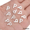 Letter P white freshwater shell bead 7x10mm for DIY jewelry making and bracelets - Letter P / Original Color (2 Pieces/Pack)