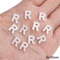 Natural white freshwater shell alphabet letter R bead for DIY jewelry making, 8x10mm - Letter R / Original Color (2 Pieces/Pack)