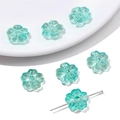 Transparent green gradient glass flower beads for DIY jewelry and handmade bracelets - Sakura Shape (14mm / 10 Pcs/Pack) / Green