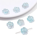 Iridescent light blue flower shaped glass beads with five petals for DIY jewelry making - Sakura Shape (14mm / 10 Pcs/Pack) / Blue