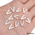 White freshwater shell V-shaped bead 9x10mm for DIY jewelry making and handmade crafts - Letter V / Original Color (2 Pieces/Pack)