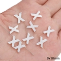 Natural white freshwater shell bead in X shape for DIY jewelry making, 9x10mm size - Letter X / Original Color (2 Pieces/Pack)