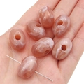Rosa-weiße Acrylperlen mit Marmorstruktur für DIY-Schmuckherstellung und Bastelarbeiten - Große Ibey Marmormuster Perle / 5 Stück/Packung (21x14mm) / Bohnenpastenrot